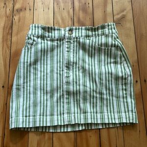 Green striped mini skirt